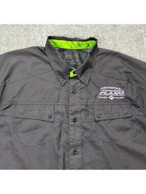Huk Button-Down Shirt Men XL Black Short Sleeve Performance Fishing b046
